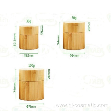 Wholesale 100g 50g 30g Environmental empty full cover bamboo cream jars with glass inner and PP hand pads